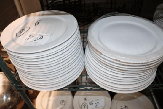 12" White Tuxton Plates