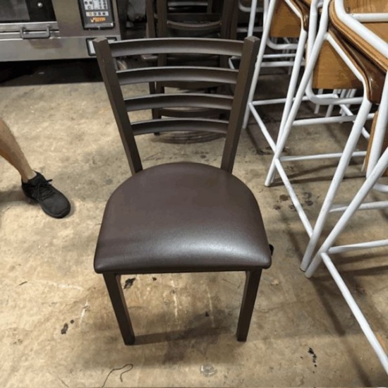 Brown Metal Chairs with Brown Cushions