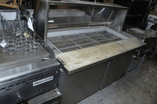 Asber 60" Sandwich Prep Table with Sneeze Guard Attached