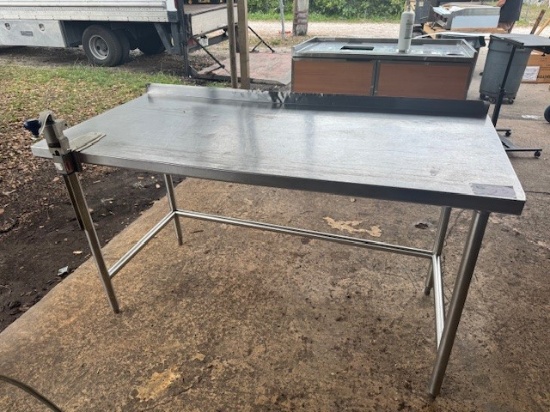 Stainless 30"x64" Table with 2" Backsplash & Edlund #10 Can Opener