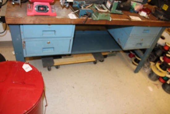 60"x30" Maple Top Table with Metal Base & Drawers