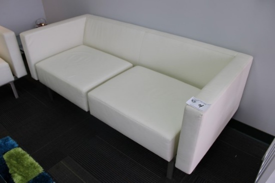 65" White Leather Love Seat and 91" White Leather Sofa
