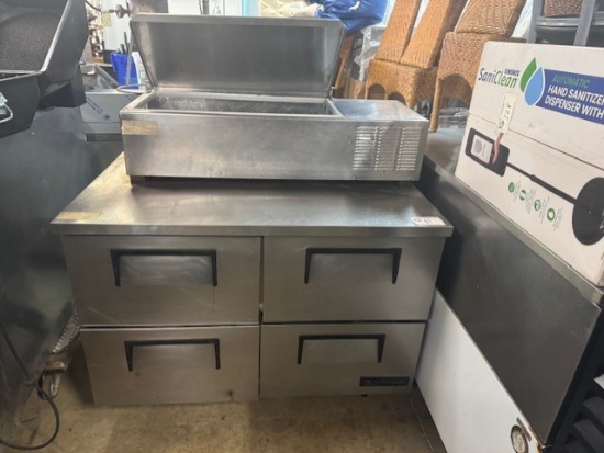 True 48" Under Counter Cooler with Drawers & Refrigerated Rail