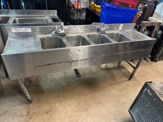 Stainless 72" 4 Compartment Bar Sink