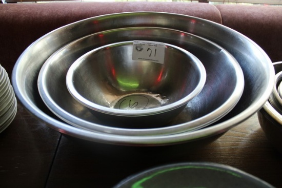 Assorted Large Stainless Mixing Bowls