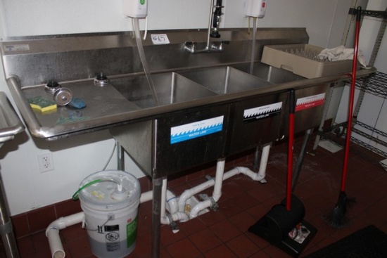 Steelton 82" 3 Compartment Stainless Sink with Drain Boards