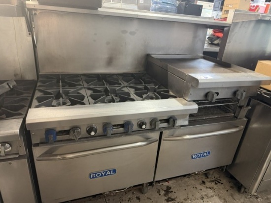 Royal 6 Burner with 24" Raised Griddle and Double Oven