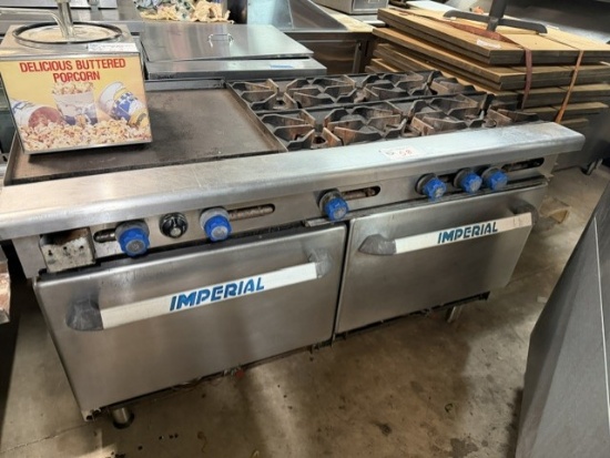 Imperial 6 Burner Range with 24" Griddle with Double Oven