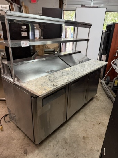 True 72" Sandwich Prep Table with Double Overshelf