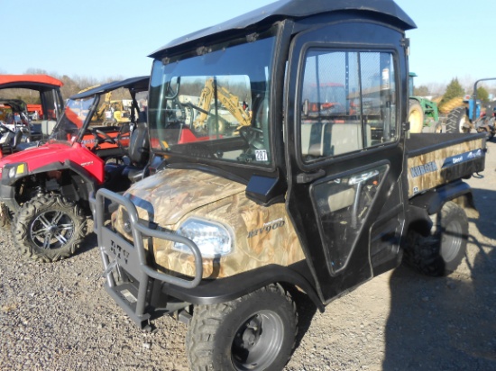 KUBOTA RTV 900 CAMO METAL CAB W/ HEATER & GLASS DOOR, HYDRO DUMP BED, SHOWI