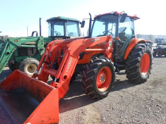 2007 KUBOTA M9540 TRACTOR C/H/A, 4WD, HYD SHUTTLE, W/ KUBOTA LA1353 FRONT L