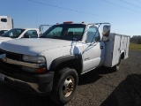 2002 CHEVY 3500HD 6.0 GAS, 2WD, 9 FT UTILITY BED, AUTOMATIC TRANS VIN#E1860