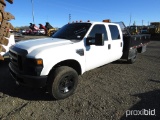 2008 FORD F350 XL SUPER DUTY CREW CAB TRUCK 4WD, MANUAL TRANS, GAS ENG, W/