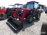 MAHINDRA 6110 TRACTOR DIESEL, 4WD, CAB HEAT & AIR, FRONT END LOADER W/ QUICK ATTACH BUCKET, 2172HRS,