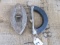 SILVER IRON W/ WOODEN HANDLE IN 2 PIECES