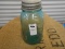 ANTIQUE GREEN QUART MASON JAR W/ ZINC LID