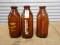 QTY 3) BROWN GLASS MINERAL QUART MILK JARS