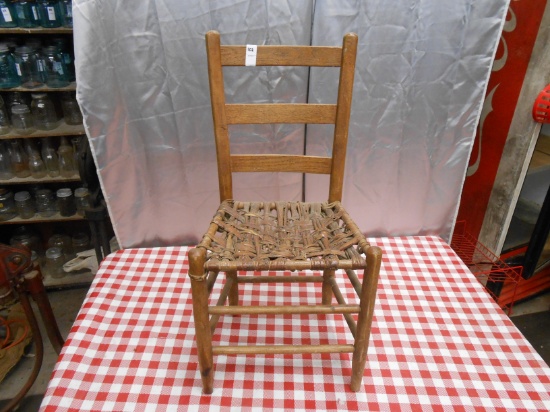 WOODEN LADDER BACK, WOVEN SEAT CHAIR