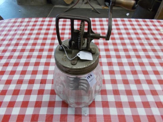 CHURN, GLASS W/ METAL MIXER