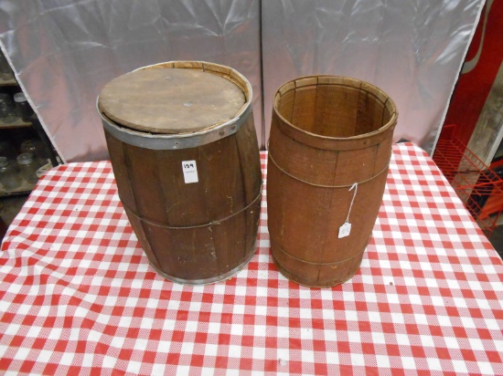 QTY 2) WOODEN BARRELS