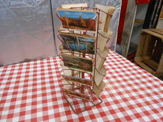 STAND WITH MISC POST CARDS