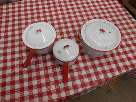 QTY 3) PORCELAIN POTS