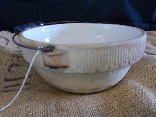 OLD CERAMIC BOWL W/ BLACK HANDLE