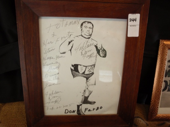 WOODEN PICTURE FRAME SIGNED BY DON FARGO OLD BOXER