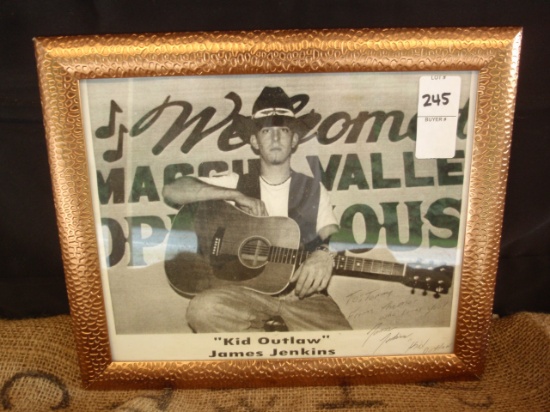 SIGNED "KID OUTLAW" JAMES JENKINS FRAMED PHOTO