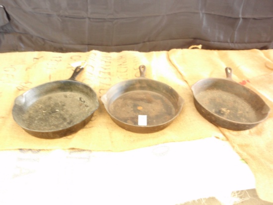 QTY 3) CAST IRON PANS