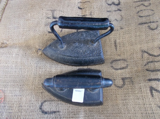 QTY 2) CAST IRON,  IRONS W/ HANDLES