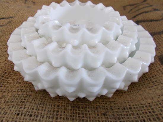 QTY 3) MILK GLASS DISHES
