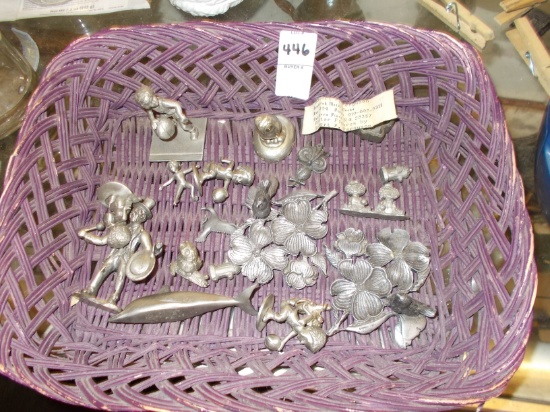 MISC BASKET OF PEWTER FIXTURES