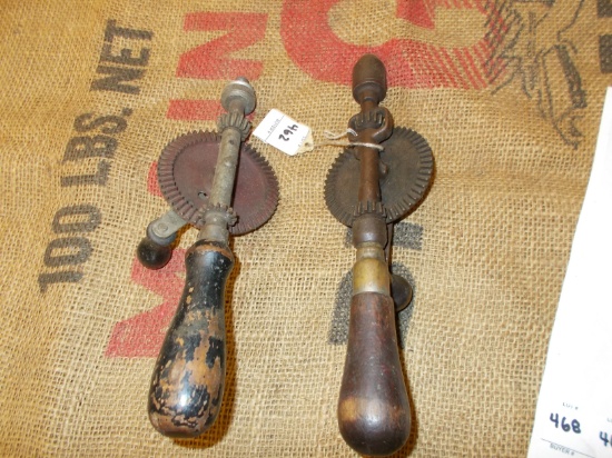 QTY 2) HAND DRILLS 1 MISSING CHUCK