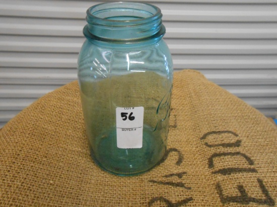 ANTIQUE GREEN QUART MASON JAR W/ NO LID