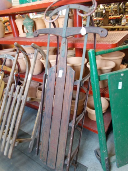 ORNATE WOODEN SNOW SLED