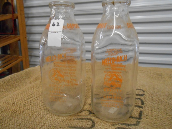QTY 2) MELLO RICH GLASS QUART MILK JARS