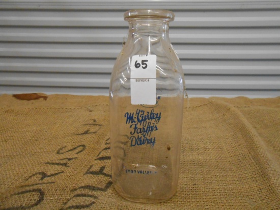QTY 1) MCCURLEY GLASS QUART MILK JAR