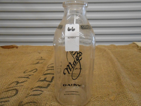 QTY 1) MAYS GLASS QUART MILK JAR