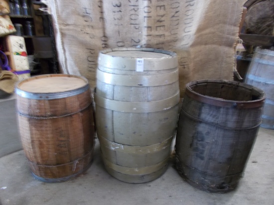 QTY 3) WOODEN BARRELS