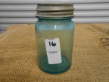 ANTIQUE GREEN PINT MASON JAR W/ ZINC LID