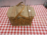 QTY 2) WOODEN PICNIC BASKETS