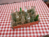 ANTIQUE WOODEN COCA-COLA CRATE W/ 21 MISC GLASS BOTTLES