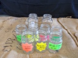 QTY 7) 1/2 PINT GLASS JARS  QTY 2) PINT GLASS JARS