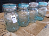 QTY 4) ATLAS GLASS JARS W/ LIDS