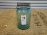 ANTIQUE GREEN PINT MASON JAR W/ ZINC LID