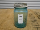 ANTIQUE GREEN PINT MASON JAR W/ ZINC LID