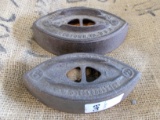 QTY 2) METAL IRONS W/O HANDLES