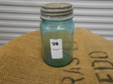 ANTIQUE GREEN PINT MASON JAR W/ ZINC LID