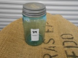 ANTIQUE GREEN PINT MASON JAR W/ ZINC LID